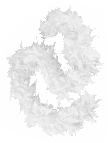 TOZBLEU Boa,Boa Bianco Deluxe,Boa di piume,sciarpa di piume, accessorio, Boa Piume,lunghezza circa 120 cm, Accessorio per Costumi, Charleston, Anni 20, Flapper, Carnevale, Festa a Tema, 1 pezzo