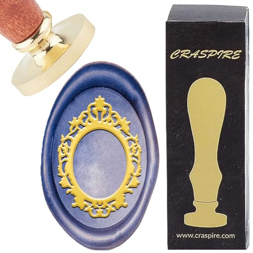 craspire Sceau de Cire pour Cadre Photo Rétro Tampon de Scellage Amovible en Laiton Vintage avec Manche en Bois de 25mm pour Enveloppes Invitations Fabrication de Cartes Décoratives Bricolage