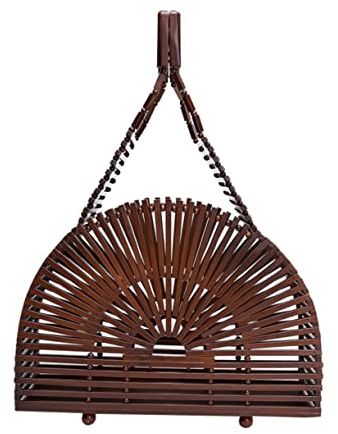 Holibanna Khaki Handbag Bamboo Bag Beach Bag for Women Handmade for Beach Random Color