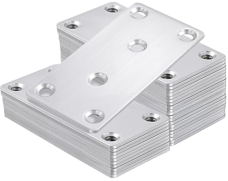 JIAYUET 30 st platta anslutningsfogplattor, 80 x 40 x 2 mm metallfästen för platta, raka stag för träreparation, 6 hål