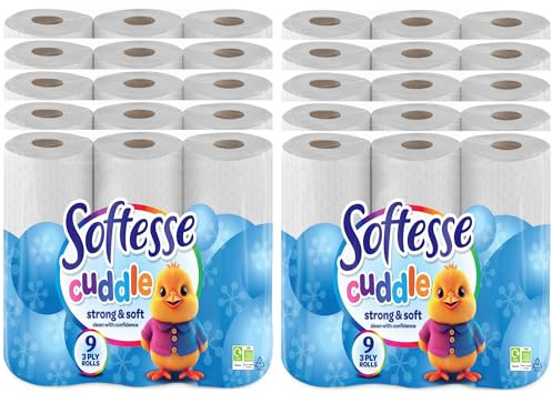 Softesse Cuddle 90x Toilet Rolls Tissue Paper 3 Ply Luxury Quilted Soft Unscented Multi Bulk Bundle Pack Huge Savings