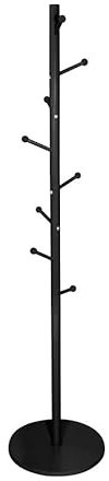 URBNLIVING Freestanding Coat Rack Stand with 8 Hooks - Tree Branch Style Hanger with Sturdy 40cm MDF Base - 174cm Tall Hallway Organizer for Coats Hats Scarves - Easy Assembly