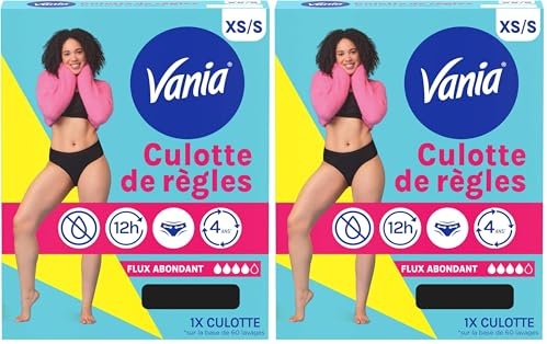 Vania | Culotte de Règles Flux Abondant (Taille XS/S) – Culotte menstruelle confortable, absorbante et réutilisable – Culotte classique lavable en machine avec jusqu'à 12h de protection anti-Fuite
