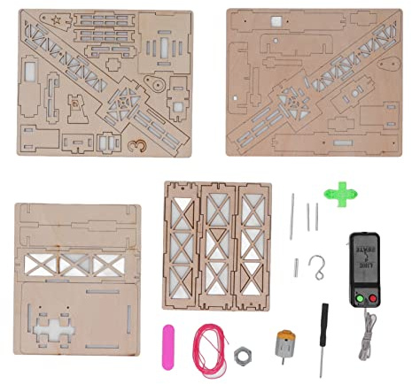FTVOGUE Träleksak Crane -modell med Fjärrkontroll Dubbla Lyftpunkter, Utbildnings 3D -kranmonteringspussel för Barnkomposit trä