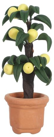 TOYANDONA Miniature Artificial Pear Tree Set 1:12 Scale Faux Potted Plant Mini Pears for Dollhouse Decor Craft Projects and Home Garden Accessories