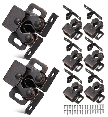 Hoement 8 juegos Cerraduras Armarios Doble Rodillo Cierre Seguro para Puertas y Herrajes Fácil Instalación para Muebles y Cajas Almacenamiento