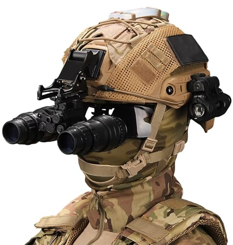 LZAQHMT Set Casco Paintball Fast Tactical Con Visore Notturno Modello AN/PVS31 Torcia Segnalatore Luminoso Copricasco Per Giochi Ruolo, Caccia, Softair Tiro