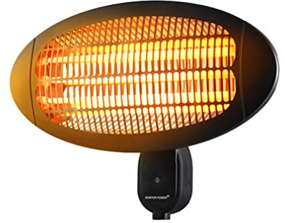 DONYER POWER - Calefacción de pared de cuarzo para techo (interior y exterior, 2000 W), color negro