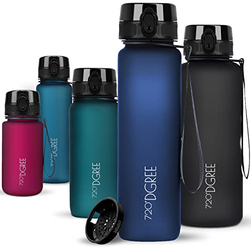 720°DGREE Botella Agua 650ml “uberBottle“ - Tamiz-Fruta, softTouch - Sin BPA, Prueba de Fugas, Reutilizable - Cantimplora, Water Bottle ideal para Deporte, Fitness, Gimnasio, Senderismo, Colegio