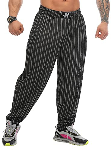 Big SAM SPORTSWEAR COMPANY Baggy träningsbyxor för män med fickor, oldschool lös passform gymbyxor