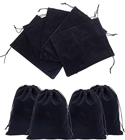 NBEADS 8 Sacchetti Regalo Grandi in Velluto Nero, 24.7x20 cm, con Coulisse, per Gioielli e Regali