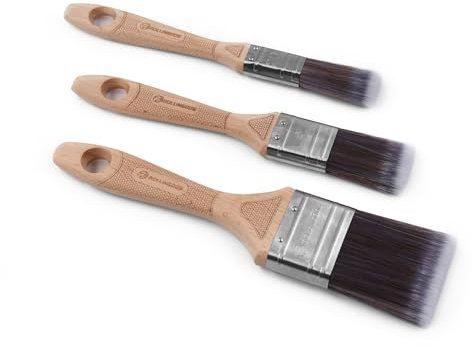 ROLLINGDOG Lot de 3 pinceaux Professionnels pour décoration de Petites plinthes, Murs, plafonds, Garnitures (20 + 30 + 50 mm)
