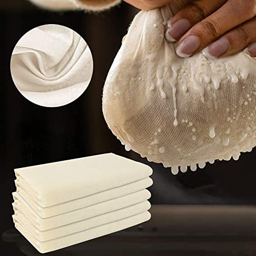 5 Pz Garza Alimentare Tessuto Filtrante per Alimenti 50 * 50cm Panno per Formaggio Microfibra Telo Filtrante Riutilizzabili Cotone per Filtrare per Frutta, Vino, Burro, Formaggio