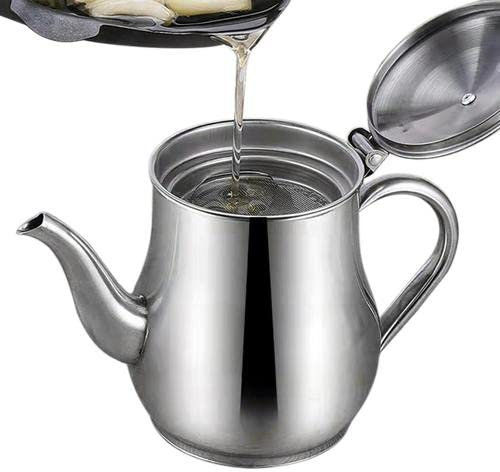 Ölsieb Topf 32oz Edelstahl Fettkanne Mit Deckel Fettabscheider Kann Fettbehälter Mit Sieb Fettabschöpfer Für Restaurant Küche Fett Ölfilter Öl Fett Abscheider Öl Sieb Öl Trennung Schüssel Zum Kochen