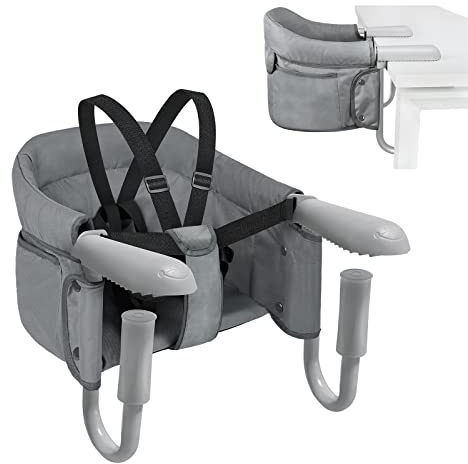 NAIZY Seggiolino da Tavolo per Bambini Pieghevole 30x24x31 cm Manico Antiscivolo Borse Portaoggetti Fino a 15 kg - Da 6 a 36 Mesi