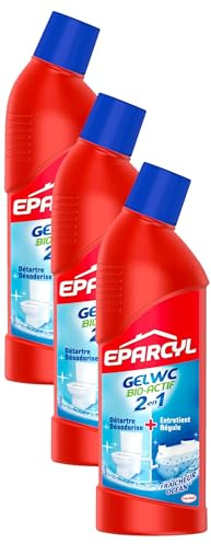 Eparcyl 2en1 – Gel WC Spécial (0.750L) – Produit WC Détartrant + Entretien Fosse Septique – Fraicheur Océan (Lot de 3)