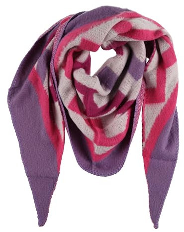 COFI 1453 XXL Schal Damen Dreiecktuch Strickschal WInterschal mit Muster Pink/Weiß/Lila