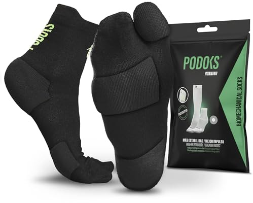PODOKS® Calcetines Running Hombre y Mujer - Caña Media | Compresión deportiva y almohadillado estratégico | Alivia Fascitis Plantar | Sirve para Padel, Crossfit, Trekking y cualquier deporte