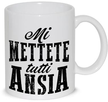 thedifferent Tazza Colazione Latte thè Mug Relax con grafica simpatica - Mi Mettete Tutti Ansia - idea regalo compleanno natale