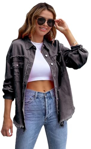amropi Chaqueta Vaquera para Mujer Blusa Ligero Chaqueta con Bolsillos y Botones Jean Jacket
