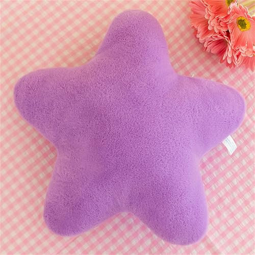 Kuschelkissen Kinder Niedlich Stern Plüsch Kissen Dekokissen Weiche Flauschige Sternform Zierkissen Sofakissen für kuschelecke Kinderzimmer Schlafzimmer Deko (Lila,28 cm)