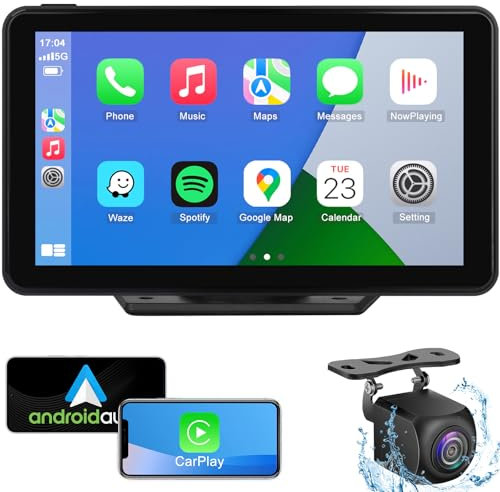 Aonerex Wireless Apple CarPlay Android Auto Screen for Car, HD Backup Camera Touch Screen Car Stereo Portable Car Play Mirror Link Music Video Player Siri/AirPlay/AUX/FM/Radio