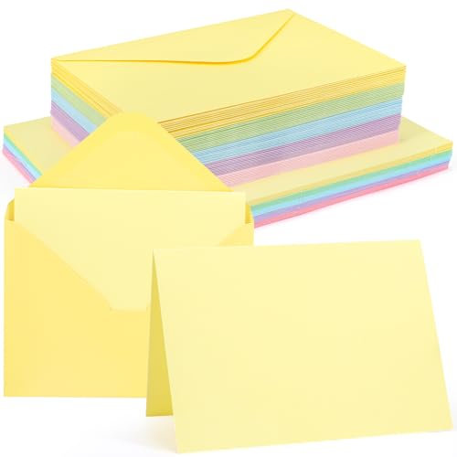 Siumir 55er Set blanko Falt-Karten A6 mit passenden C6 Briefumschlägen, Blanko Falt Karten, Fünf Farben kreative Klappkarten zum Gestalten, Beschriften oder Bedrucken