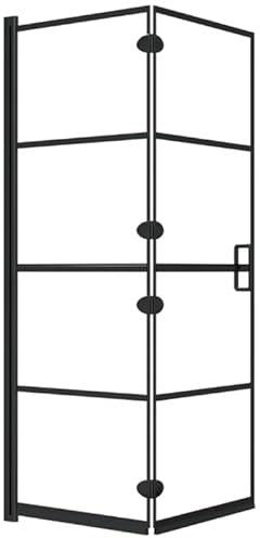 Pannello doccia per vasca da bagno, 100 x 140 cm, colore: nero: pieghevole, divisorio doccia in vetro, montaggio su piatti doccia o pavimento