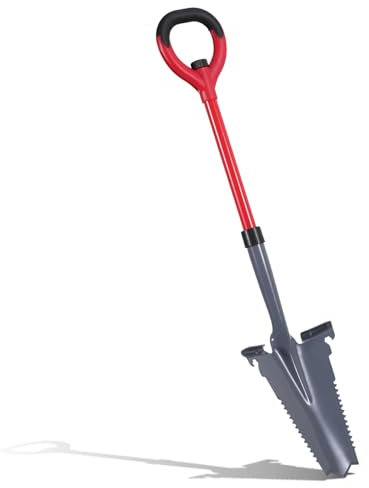 Eikuavons Spaten mit Wurzelsäge für Harte, steinige Böden, Wurzelspaten mit Breite Trittkante und ergonomischem Griff, 114cm V-förmiger Wurzelspaten schneidet Wurzeln effektiv