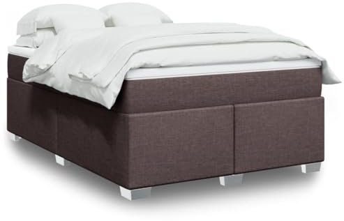 MOBCANT Boxspringbett mit Matratze, Bettrahmen Futonbett Polsterbett Tagesbett Geeignet für Schulen Gästezimmer Schlafzimmer Hotel Dunkelbraun 140x200 cm Stoff