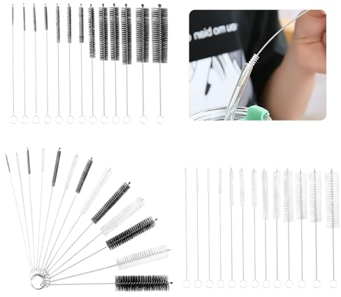 Kiperline Set di 39 spazzole per cannuccia, bottiglia, tubo latte, in nylon, provette, teiera
