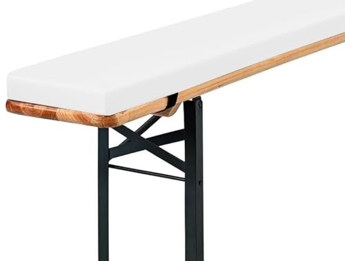ELYSYSRL Cojín para Banco de Cerveza, Antideslizante, Impermeable, con Cremallera e Hebilla, Funda Extraíble para Mesas Cerveceras, Fiestas Populares o Eventos al Aire Libre(Blanco,170x23x3cm)