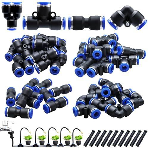 CESFONJER Set connettori rapidi per tubi dell'acqua, raccordi rapidi a pressione in plastica da 6 mm, connettori per tubi da giardino per irrigazione, sistema irrigazione per prati e terrazze