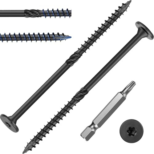 FandWay 30 viti per legno Torx 6,3 x 73 mm, viti a testa piatta, in truciolato nero epossidico, viti a testa svasata, viti per costruzione del tetto, viti per terrazze, con attacco T30 Torx.