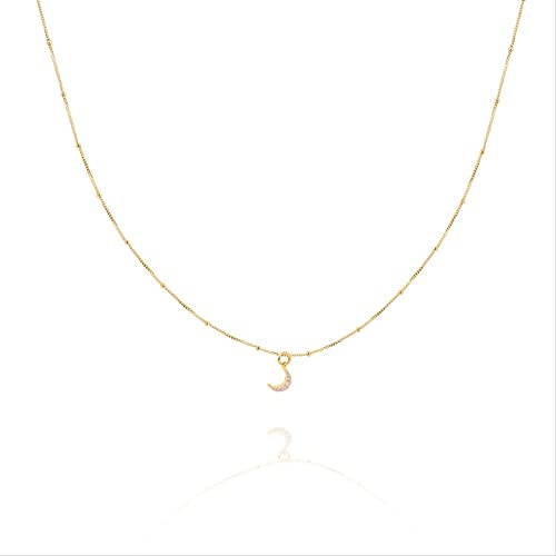 YZYSHHX Collar Collar de Guisantes de Luna de Diamantes para Mujer joyería Collar de Gargantilla de Cadena