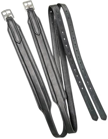 BENZ EQUESTRIAN Wide Stirrup Leathers for Jump Saddle Nylon Core No Stretch (Black, 60 Inches)