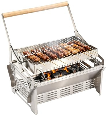 Loobiiny kolgrill 360° vridbar bärbar campinggrill rostfritt stål
