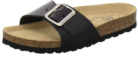 AFS-Schuhe 2112, modische Damen-Pantoletten, hochwertiges, echtes Leder, Made in Germany Größe 37 EU Schwarz (schwarz Glattleder)