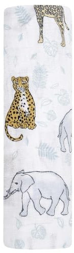 aden + anais Pucktuch, Decke aus 100% Baumwoll-Musselin für Neugeborene Mädchen & Jungen, Wickeltuch für Säuglinge & Kleinkinder, Babys, 120x120cm, Jungle - Tropical