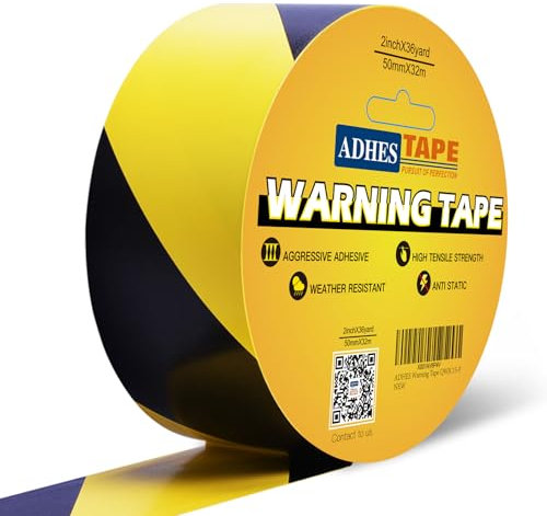 ADHES Warnband Schwarz Gelb Gefahren Markierungs Klebeband Absperrband Zur Bodenmarkierung,50mm x 32m