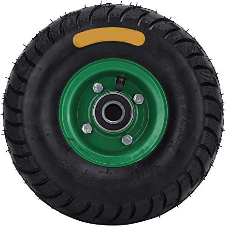 Fafeicy 10.5 en 4.10/3.50-4 Rueda de neumático de carro de herramientas inflable de goma, con cojinete 6204-2RS incorporado, 250 kg Cojinete de carga única, 36 psi Presión y 20 mm Diámetro interior