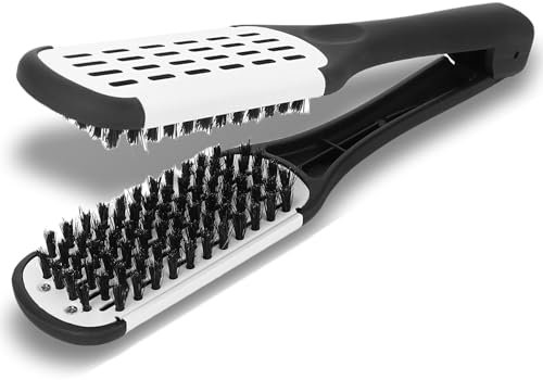 Haarglätter Bürste, Glättungsbürste doppelseitiger Kamm, Friseurwerkzeug für Wohnzimmer, Kammklemme mit stabilem und atmungsaktivem Design
