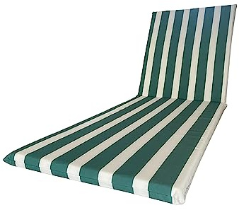 Il Tuo Artigiano Design Cuscino Impermeabile per Lettino prendisole fasciato - 190x60 cm Poliestere Idrorepellente - Cuscino sfoderabile made in Italy (Bianco e verde)