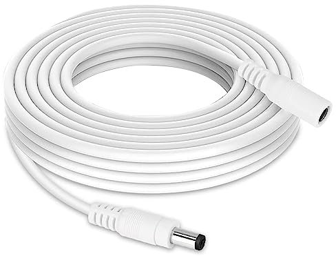 Tonton 2 m DC Verlängerungskabel, DC Kabel Verlängerung für Netzteil, Überwachungskamera, LED Streifen, Router, CCTV-IP Überwachung, DC Universal Verbinder für Netzteil 0~24V, Weiß 2M/6Ft (1er Pack)