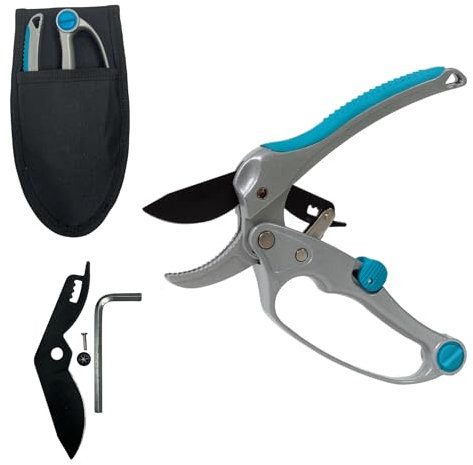 Meridiana® Forbici a Cricchetto PRO - per Potatura Professionale Giardino Troncarami per Rami, Piante e Siepi Fino a 20 mm di Diametro, Forbici da Giardino, Rivestimento Antiaderente