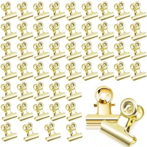 50 stycken 22 mm små bulldog gem gem små bulldog clips brevklämma metall gångjärn klämmor bindare klämmor, för konst och hantverk, ritningar, foton (guld 50)