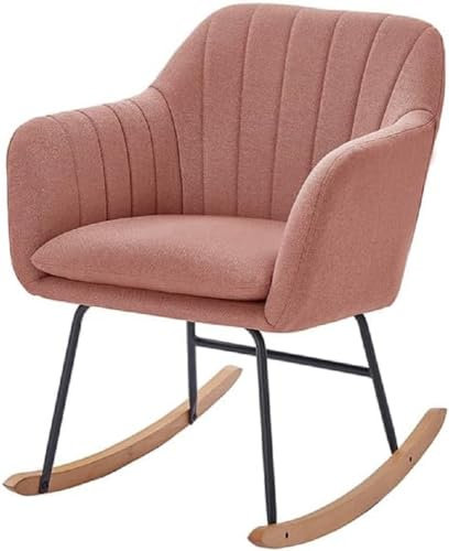 BAÏTA Fauteuil Elsa Rocking Chair en Tissu Rose poudré