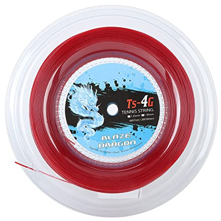 HERCHR Racket String TS 4G Tennis String Set 200m/ 656ft Reel Tennis Racket String Sports String Reel Synthetic Tennis String(1.30mm-red)