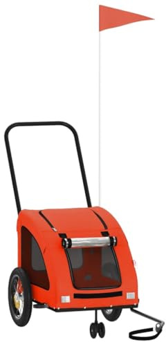 vidaXL Cykelvagn för djur orange och grå oxfordtyg och järn, lastvagn cykel, lastvagn, vagn cykel, lastvagnar cykel, lastvagnar, cykel vagn