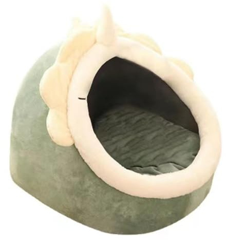 Honhoha Lit de Grotte de Chat Lit Confortable pour Animaux de Compagnie Grotte Chaude - Nid de Couchage Semi-fermé, Maison pour Chiots avec Coussin Amovible, lit de Couchage pour Chats et Petits